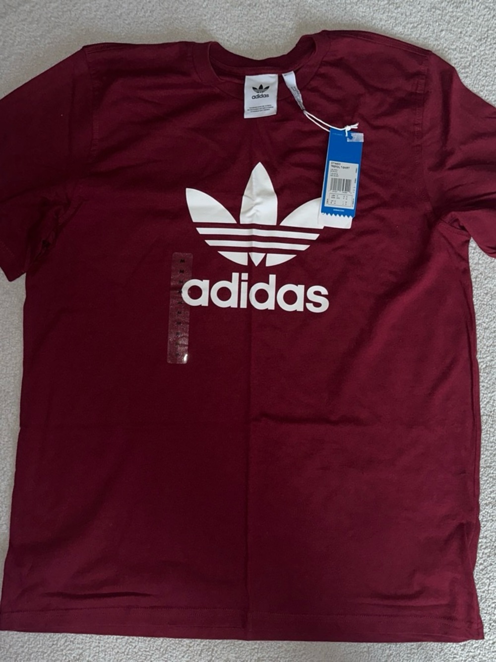 adidas Trefoil Logo Tee in Burgundy with White Logo